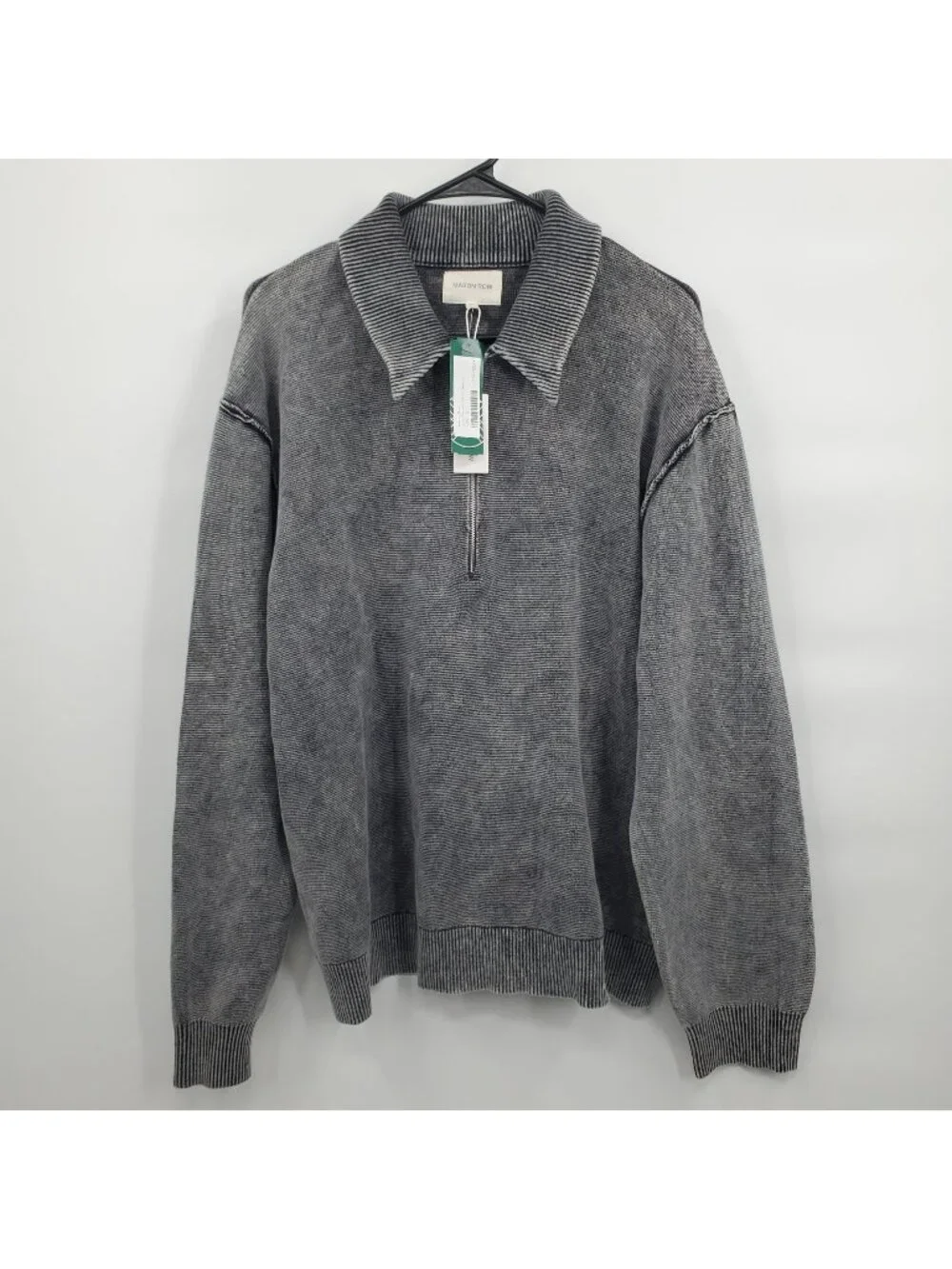 Mason Row Acid Washed 1/4 Zip Sweater Top Men Size XL NWT Regular Fit Grey - Picture 1 of 11